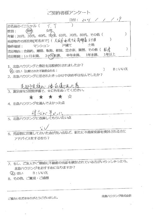 大阪市西淀川区御幣島2丁目戸建のアンケート画像