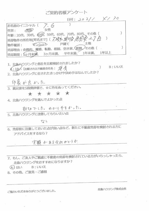 大阪市淀川区西宮原2丁目マンションのアンケート画像