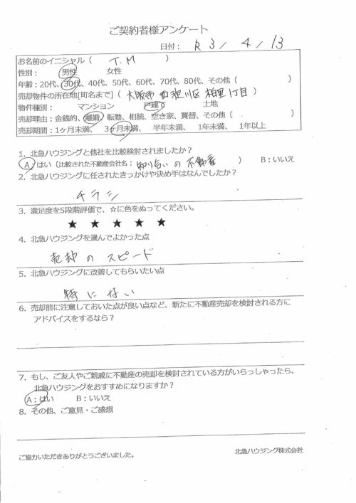 大阪市西淀川区柏里1丁目戸建のアンケート画像